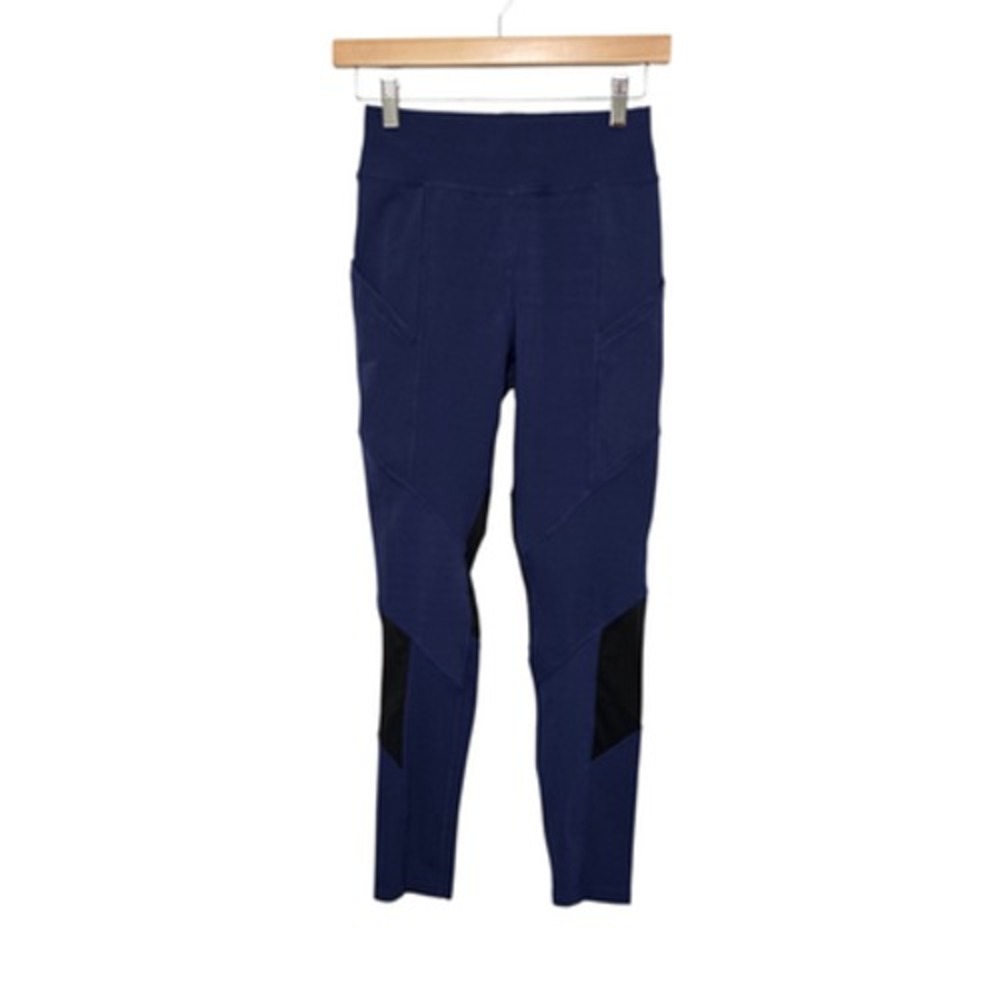 POP Fit Leggings Womens Small Navy Blue‎ High Rise Pockets Mesh Panels Athletic